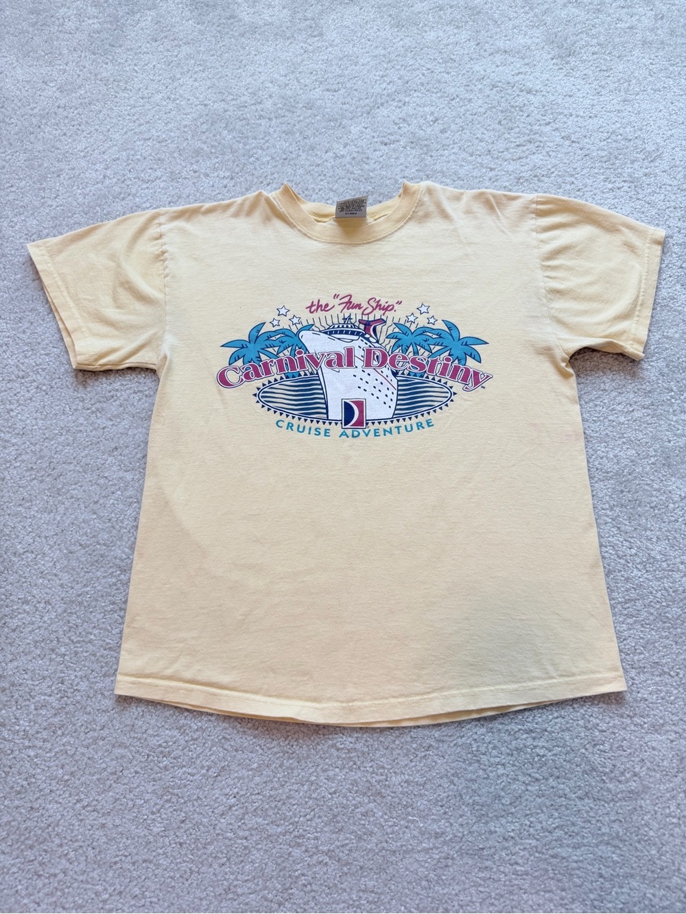Vintage Carnival Destiny Cruise Ship T-Shirt USA Made Medium 100% Cotton Graphic